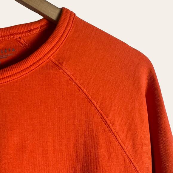 Athleta Sundown Puckered Orange Pullover Crewneck Sweatshirt Size Small - Picture 3 of 10